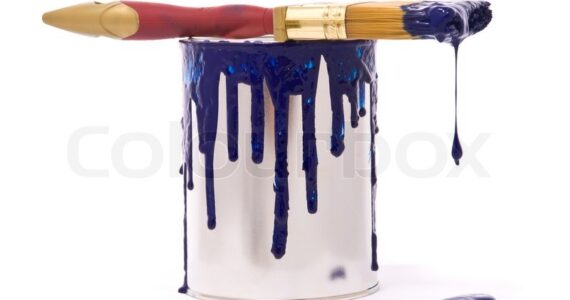 1550812-614370-can-of-blue-paint-and-professional-brush-on-a-white